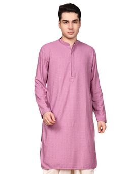 Gahan - Mens Deep Pink Cotton Chikankari Designer Kurta