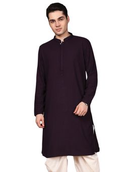 Gahan - Mens Purple Cotton Chikankari Designer Kurta