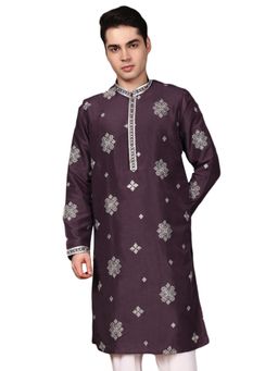 Gahan - Mens Purple Silk Blend Sequins Crafts Designer Kurta