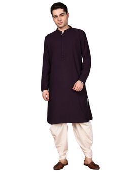Gahan - Mens Purple Cotton Chikankari Designer Kurta with Salwar