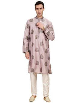 Gahan - Mens Purple Silk Blend Embroidered Intricate Sequin Kurta with Pajama