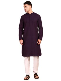 Gahan - Mens Elegant Handcrafted Chikankari Purple Kurta with Pajama