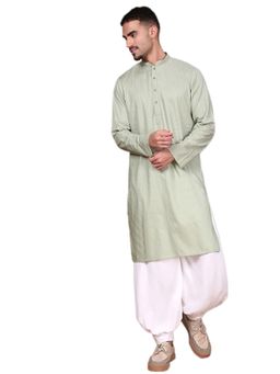 Gahan - Mens Classic Self Design Grey Kurta with Salwar