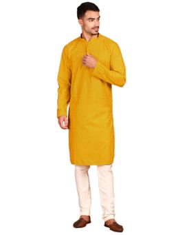 Gahan - Mens Mustard Chikankari Kurta with Pajama