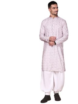 Gahan - Mens Purple Embellished Floral Work Kurta with Salwar