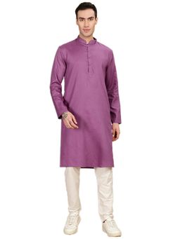 Gahan - Mens Textured Self Design Mauve Kurta with Pajama