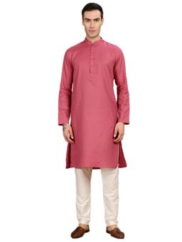 Gahan - Mens Textured Self Design Pink Kurta with Pajama