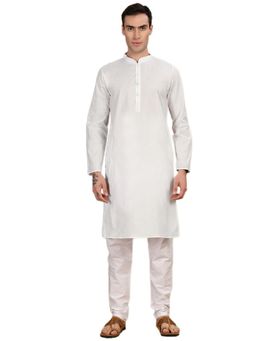 Gahan - Mens Blending Modern Handcrafted White Cotton Kurta with Pajama