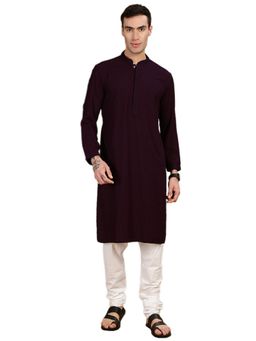 Gahan - Mens Purple Blending Traditional Handcrafted Thread Art Kurta with Pajama