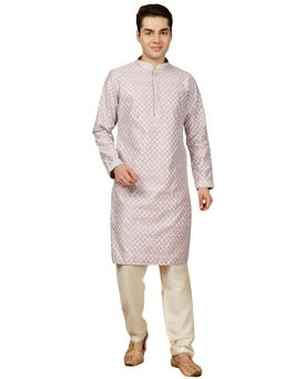 Gahan - Premium Silk Blend Embroidered Mauve Kurta with Pajama