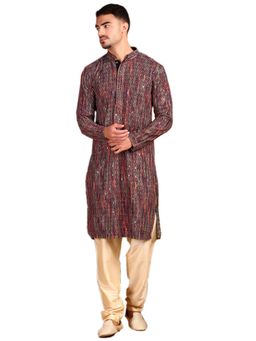 Gahan - Mens Multi-Color Embroidered Geometric Sequin Kurta with Pajama