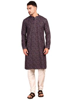 Gahan - Mens Purple Embroidered Sequin Kurta with Pajama