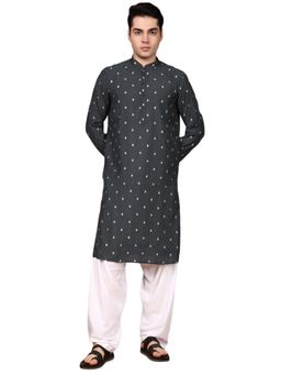 Gahan - Mens Silk Blend Grey Sequin Elegant Kurta with Pajama