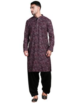 Gahan - Chic Mens Rust Chikankari Artistic Designs Subtle Sequin Kurta with Salwar