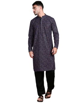 Gahan - Chic Mens Purple Chikankari Artistic Designs Subtle Sequin Kurta with Salwar