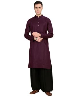 Gahan - Mens Purple Textured Kurta with Salwar