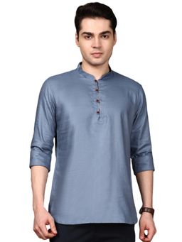 Gahan - Mens Luxurious Grey Cotton Short Kurta