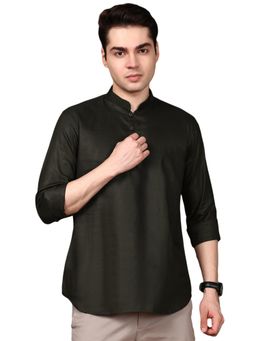Gahan - Mens Luxurious Olive Green Cotton Short Kurta