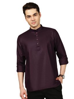 Gahan - Mens Cotton Purple Solid Short Kurta