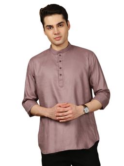 Gahan - Mens Cotton Mauve Solid Short Kurta