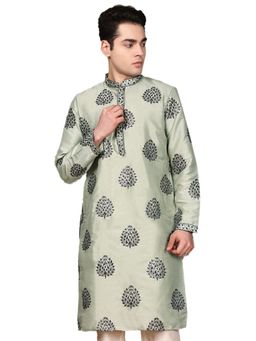 Gahan - Mens Soft Silk Embroidery Sequin Detailing Green Kurta