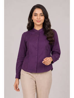 Twenty Dresses by Nykaa Fashion - Plum Purple Full Sleeve Regular Fit Shirt