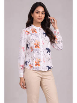 Twenty Dresses by Nykaa Fashion - Floral & Leopard Print Mandarin Collar Regular Fit Shirt