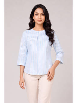 Twenty Dresses by Nykaa Fashion - Blue Vertical Stripes Top