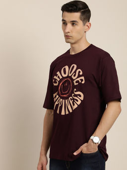 Difference of Opinion - Maroon Typographic Oversized T-shirt