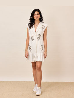 TRISARA - Pearl Bloom Pleated A Line Mini Dress