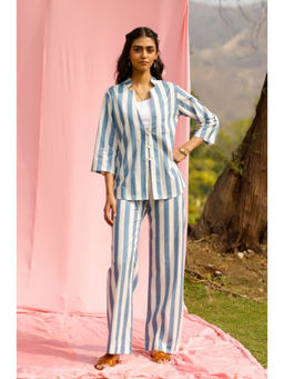 Gulaal - Azure Stripe Blue Pure Cotton Co-Ord Set