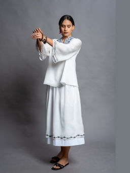 Mantra - Women White Muslin Embroidered Co-ord Set