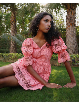 TRISARA - Peachy Aura A Line Mini Dress