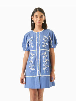 TRISARA - Blue Daffodil A Line Mini Dress