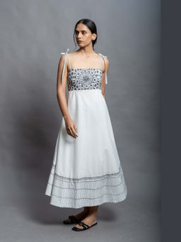 Mantra - Women White Organic Cotton Printed Dress