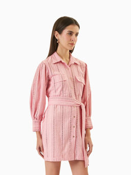 TRISARA - Blush Pink Shirt Mini Dress