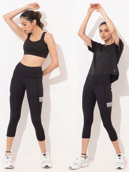 Kica - Reflect Sports Bra, Top, And Leggings - Black (Set of 3)