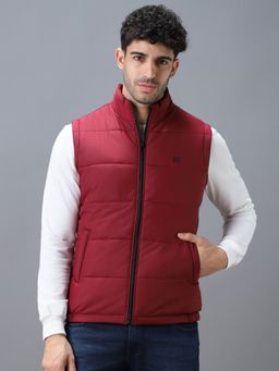 Urbano Fashion - Men's Red Sleeveless Zippered Puffer Jacket