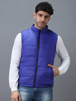 Urbano Fashion - Men's Blue Sleeveless Zippered Puffer Jacket