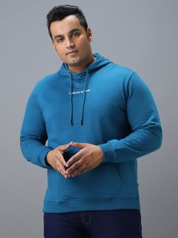 Urbano Plus - Men's Green Cotton Hooded Neck Sweatshirt