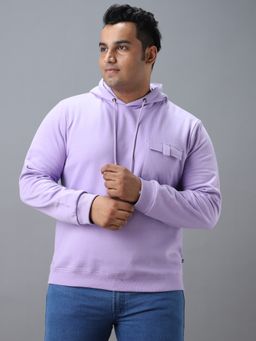 Urbano Plus - Men's Purple Cotton Solid Hooded Neck Sweatshirt