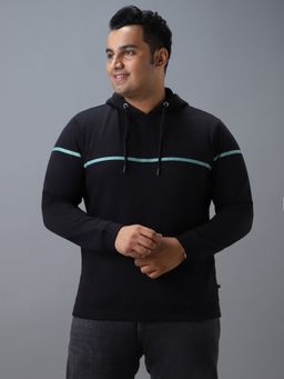 Urbano Plus - Men's Black Cotton Solid Hooded Neck Sweatshirt