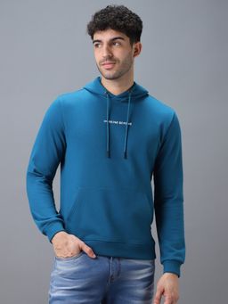 Urbano Fashion - Men's Green Cotton Hooded Neck Sweatshirt