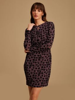 Kazo - Purple Stretchable Mesh Mini Dress