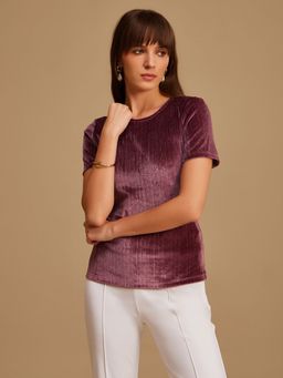 Kazo - Purple Velvet Fitted Top