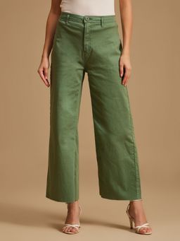 Kazo - Olive High Waisted Wide Leg Denim
