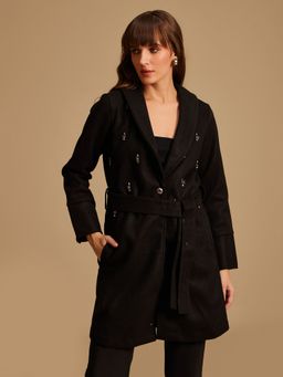 Kazo - Black Hand Embellished Overcoat (Set of 2)