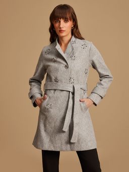 Kazo - Grey Overcoat With Embellishment (Set of 2)