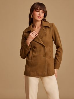 Kazo - Green Short Double Breasted Overcoat
