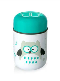 bbluv - Blue Printed Plastic Food Container with Spoon